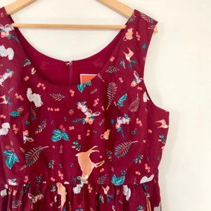 Modcloth Holiday Forest Critters Fit & Flare Dress